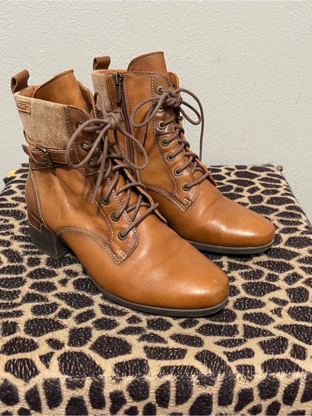 Pikolinos Malaga Lace Up Leather Comfort Boots Brown Womens 37/6.5-7